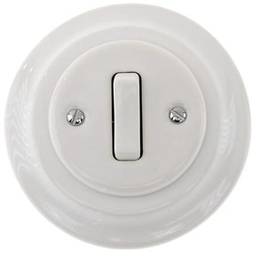 Bohemia-Design - Retro jednoduchý porcelánový zvonkový vypínač s rámčekom, biely