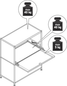 Kovová odkladacia skrinka »CN3« s 2 výklopnými priečinkami