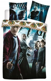 DETSKÉ BAVLNENÉ OBLIEČKY HARRY POTTER 135X200 CM, 1KS 80X80 CM VZOROVANÉ