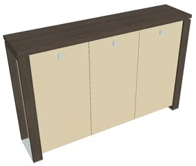 Stredná skriňa Verno+ S 200 x 46 x 130 cm, sklenené dvere, dub antracit / vanilka