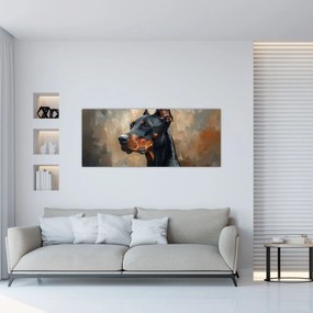 Obraz - Portrét Dobermana (120x50 cm)