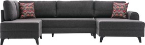 Rohová rozkládací sedací souprava Belen 300 cm antracitová