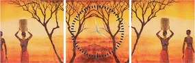 Obraz - Africká savana (s hodinami) (90x30 cm)