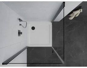 Mexen Pretoria Duo, sprchovací kút s 2-krídlovými dverami 80 (dvere) x 80 (dvere) cm, 6mm číre sklo, čierny profil + slim sprchová vanička 5cm biela s čiernym sifónom, 852-080-080-70-02-4010B