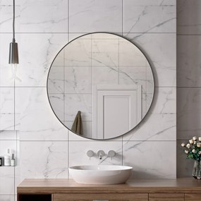 Erga Round, okrúhle zrkadlo 100cm, čierny rám, ERG-V01-ROUND-1010-BK