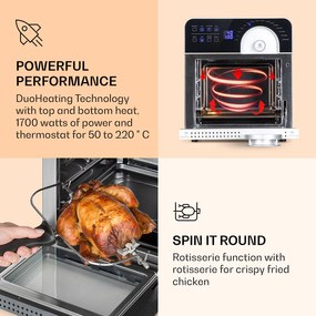 Klarstein AeroVital Cube Chef, teplovzdušná fritéza, 1700 W, 14 l, 16 programov, horný a spodný ohrev