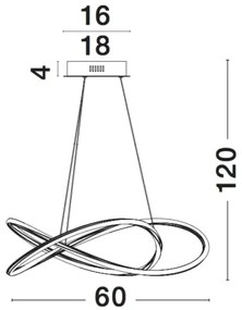 LED luster Martino 60 Chrome