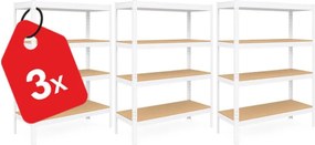 Akcia 3x Regál 150x70x30 cm lakovaný 4-policový, nosnosť 700 kg - biely