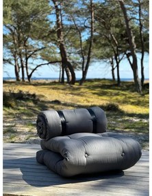 Tmavosivé rozkladacie kreslo vhodné do exteriéru Karup Design Design OUT™ Buckle Up Dark Grey