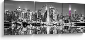 Obrázok - New York a fialový mrakodrap (s hodinami) (90x30 cm)