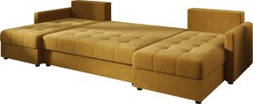 Rozkladacia sedacia súprava do U VENORIA 285x146 cm, horčicová + 2 vankúšiky ZDARMA