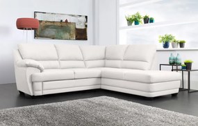 Rohová sedacia súprava Nebolo, biela koža, pravý roh