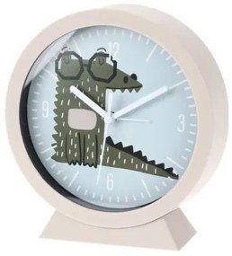 Detské stolné hodiny Krokodýl, biela, pr. 15 cm