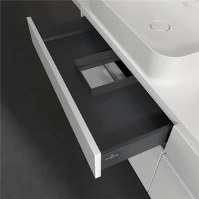 VILLEROY &amp; BOCH Legato závesná skrinka pod dve umývadlá na dosku, 4 zásuvky, 1600 x 500 x 550 mm, White Matt, B76800MS