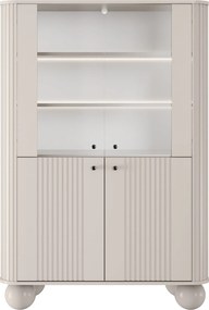 Vitrína Vesper 103 cm štvordverová - kašmír / čierne úchytky / guľaté nohy