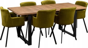 Set Loft Rozkladací Stôl 6 Stoličiek Y051-6 190/150x80 Čierny/dub Lefkas