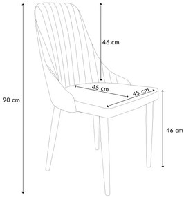 Stolička LOUIS zamatová čierna ALL 947838