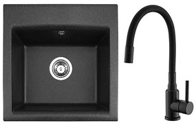 ALVEUS SETA23193 - Kuchynský drez ATROX+drezová batéria MINTAS 34cm granit/čierna