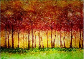 Sklenený obraz - Maľba listnatého lesa (70x50 cm)
