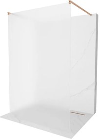 Mexen Kioto, sprchová zástena Walk-In 100 x 200 cm, 8mm sklo námraza, medený matný profil, 800-100-002-65-30