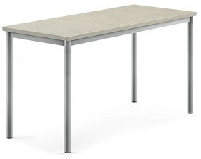Stôl SONITUS, 1400x600x720 mm, linoleum - svetlošedá, strieborná