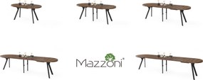 Mazzoni EXPANSO Hnedý dub / čierne nohy - OVÁLNY ROZKLADACÍ STÔL 160-360 cm PRE 16-18 OSÔB