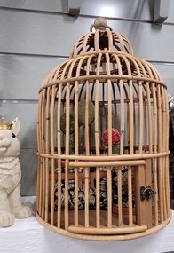 Prírodná ratanová dekoračná klietka na vtáky - Ø 32*48 cm