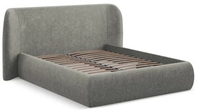 Sivá čalúnená dvojlôžková posteľ s úložným priestorom s roštom 140x200 cm Hauke – Makamii