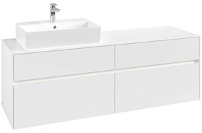 VILLEROY &amp; BOCH Collaro závesná skrinka pod umývadlo na dosku (umývadlo vľavo), 4 zásuvky, s LED osvetlením, 1600 x 500 x 548 mm, White Matt, C135B0MS