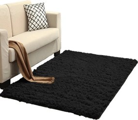 Protišmykový koberec SHAGGY čierny