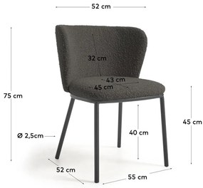 Čierne čalúnené jedálenské kreslo Ciselia – Kave Home