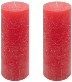 Červená parafínová sviečka rustikálna 20 cm, 90 h, sada 2 ks