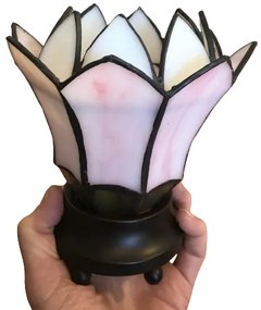 Dekoračná vitrážová lampa LOTUS PINK