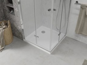 Mexen Lima Duo skladací sprchový kút 90 x 90 cm, transparentný, chróm + sprchová vanička Flat - 856-090-090-01-02-4010
