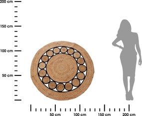 Koberec Jute, (fi) 120 cm, hnedá/čierna