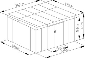 G21 Záhradný domček 340 × 333 × 191 cm (hnedá)