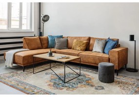 Koňakovohnedá rohová pohovka z imitácie kože (ľavý roh) Copenhagen – Scandic