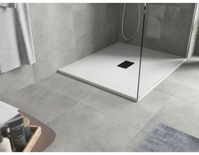 Mexen Hugo, obdĺžniková sprchová vanička SMC 140 x 100 cm, biela, čierna krytka, 42101014-B