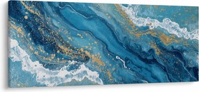 Obraz - Bledomodrý mramor so zlatom II. (120x50 cm)