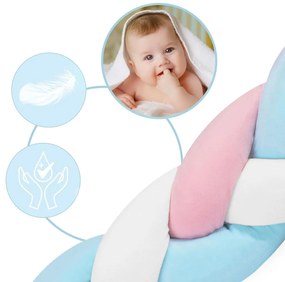 Ochranný mantinel, vrkoč do postieľky - 3 m mentolová-sivá-biela