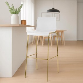 Sada 2 ks barových stoličiek Hoover plast, zlaté nohy - biela