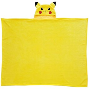 Coral fleece deka s kapucňou Pokémon Pikachu - 120 x 150 cm