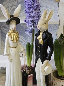 Dekorácia králičia slečna v šatách a klobúku - 9*7*37 cm