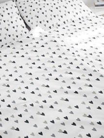 Polášek Bavlnené obliečky SRDIEČKA - Šedá | 140 x 200 cm / 70 x 90 cm