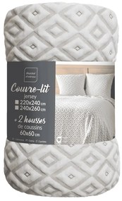 Biela/béžová súprava prikrývky a obliečky na vankúš jersey 240x260 cm Joana – douceur d'intérieur