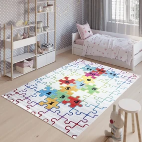 Detský koberec s motívom farebného puzzle Šírka: 160 cm | Dĺžka: 220 cm