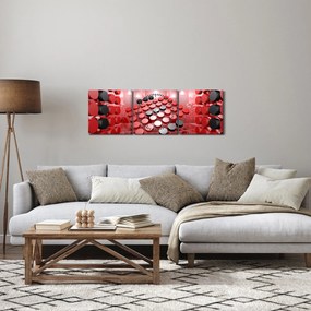 Obraz tlačidlové abstrakcie (s hodinami) (90x30 cm)