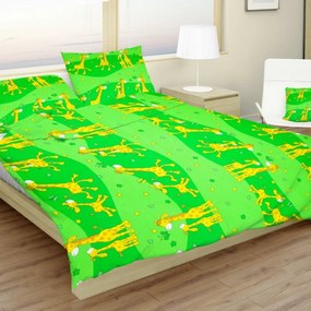Obliečky bavlnené detské Žirafky zelené TiaHome - 1x Vankúš 90x70cm, 1x Paplón 140x200cm