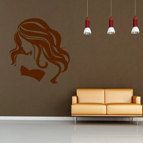 Veselá Stena Samolepka Dievča z profilu Farba: hnedá, Veľkosť: 80 x 87 cm