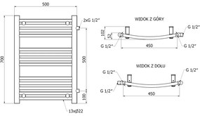 Mexen Ares, vykurovacie teleso 700 x 500 mm, 286 W, bočné pravé a spodné pripojenie, biela, W102-0700-500-00-20-S